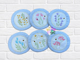DIGITAL DOWNLOAD Applique Wildflower Quilted Coaster Bundle 2 SIZES INCLUDED ENVELOPE