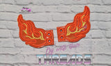 DIGITAL DOWNLOAD Flame Fire Shoe Boot Wings SATIN AND BEAN STITCH EYELET OPTIONS INCLUDED