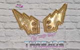 DIGITAL DOWNLOAD Applique Lightning Bolt Shoe Boot Wings SATIN AND BEAN STITCH EYELET OPTIONS INCLUDED