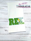 DIGITAL DOWNLOAD Recycle Reuse Renew Rethink Applique 5 SIZES INCLUDED Adult Mature