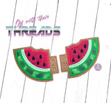 DIGITAL DOWNLOAD Applique Watermelon Shoe Wings SATIN AND BEAN STITCH EYELET OPTIONS INCLUDED