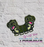 DIGITAL DOWNLOAD T Rex Dinosaur Shoe Wings SATIN AND BEAN STITCH EYELET OPTIONS INCLUDED