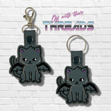 DIGITAL DOWNLOAD Sky Kitten Cat Bat Key Chain Snap Tab