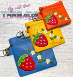 DIGITAL DOWNLOAD Applique Strawberry Zipper Bag Set Lined and Unlined 3 SIZES INCLUDED