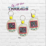DIGITAL DOWNLOAD Applique Tamagotchi Snap Tab Key Chain
