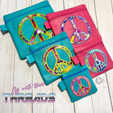 DIGITAL DOWNLOAD Applique Peace Zipper Bag Set 5 SIZES INCLUDED