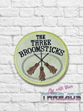 DIGITAL DOWNLOAD Three Broomsticks Patch 3 SIZES INCLUDED