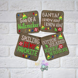 DIGITAL DOWNLOAD Elf Holiday Coaster Set 4 DESIGNS INCLUDED