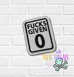 DIGITAL DOWNLOAD Zero Fs Given Patch 3 SIZES INCLUDED