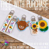 DIGITAL DOWNLOAD Applique Highland Blooms Key Fob Set 4 DESIGNS INCLUDED | Cow Wildflower