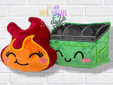 DIGITAL DOWNLOAD Trash Can and Flame Squishy Plushie 5 SIZES INCLUDED