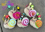 DIGITAL DOWNLOAD Applique Snail Squishy Key Chain