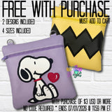 DIGITAL DOWNLOAD | Applique Snoopy Zipper Bag Bundle | 2 DESIGNS | 4 SIZES INCLUDED
