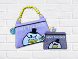 DIGITAL DOWNLOAD Applique Save The Date Clutch Applique Zipper Bag Lined and Unlined