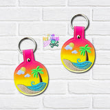 DIGITAL DOWNLOAD Tropical Beach Scene Snap Tab Keychain