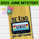 DIGITAL DOWNLOAD Applique Be Kind Cassette Embroidery Design 5 SIZES INCLUDED