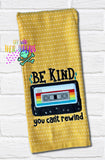 DIGITAL DOWNLOAD Applique Be Kind Cassette Embroidery Design 5 SIZES INCLUDED