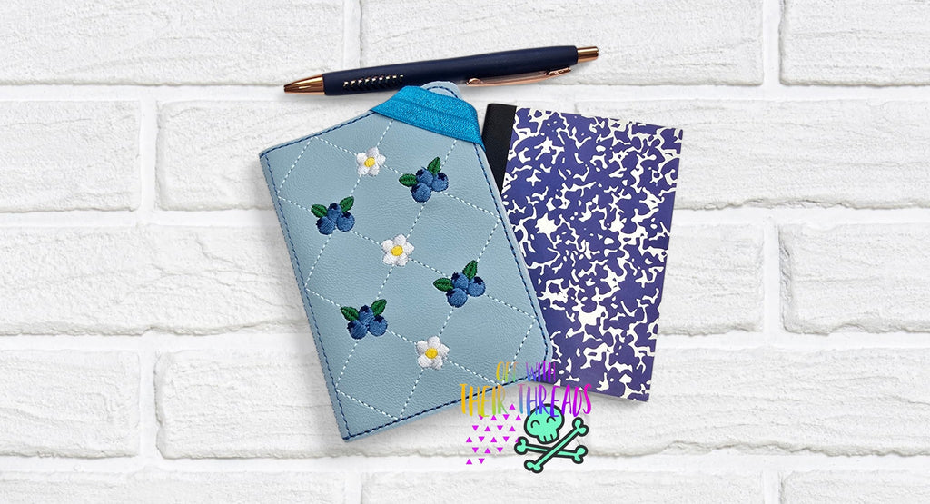 Blue Composition Notebook Mini DIGITAL DOWNLOAD 5x7 Quilted Blueberries Mini Composition Notebook Cov ...