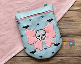DIGITAL DOWNLOAD Applique Ghoul's Night Out: Skull Bow Round Bottom Bag