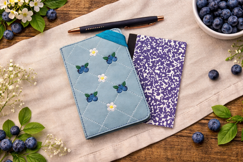 DIGITAL DOWNLOAD 5x7 Quilted Blueberries Mini Composition Notebook Cov ...