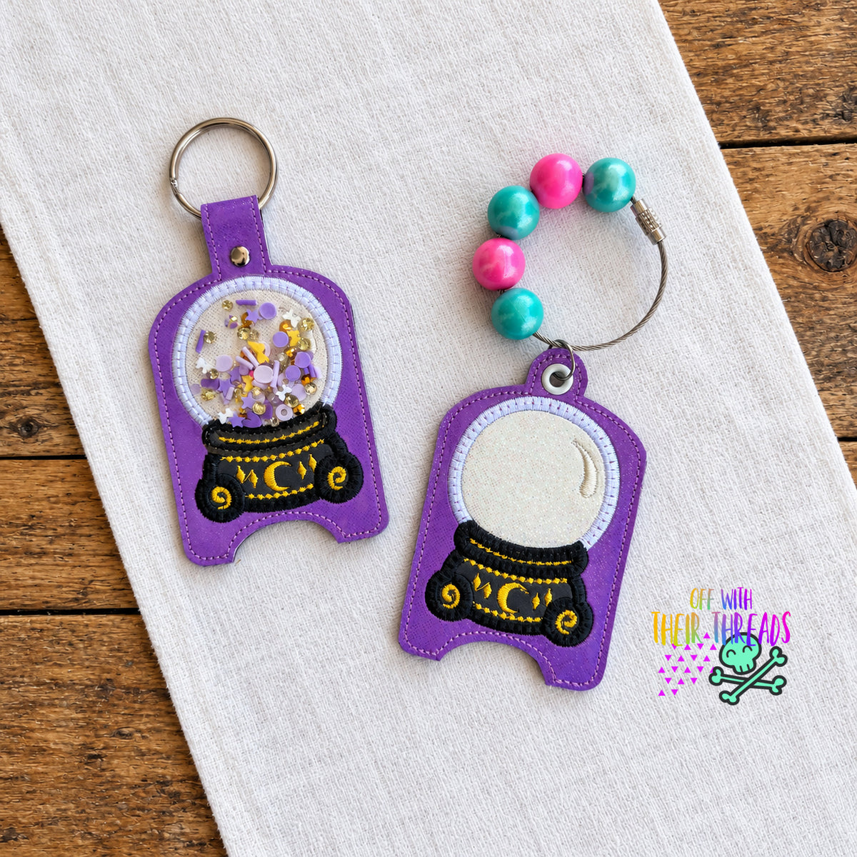 Applique Shaker Crystal Ball Sanitizer Holder Set | Eyelet & Snap Tab ...