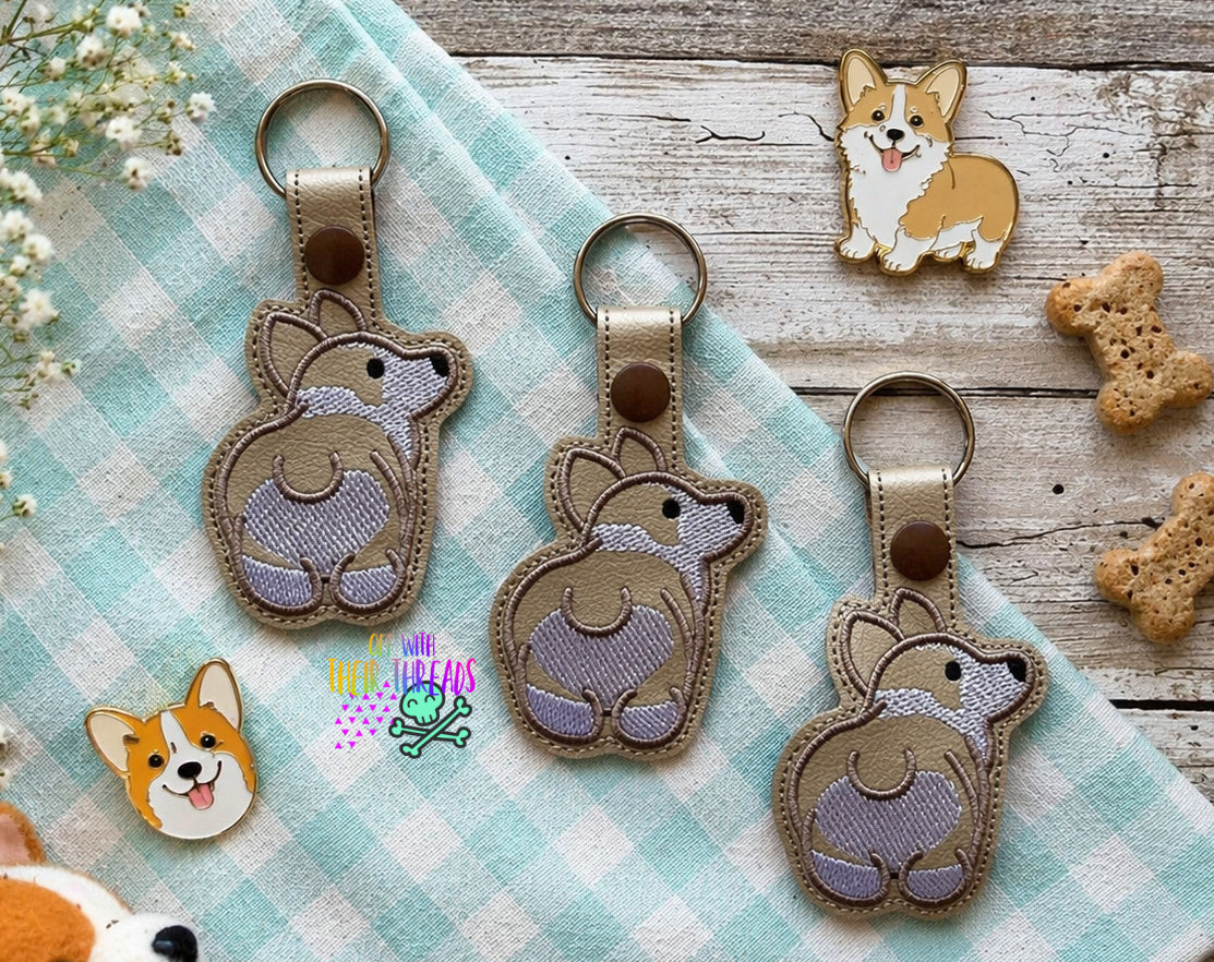 DIGITAL DOWNLOAD Corgi Floof Bottom Snap Tab Key Chain – Off With