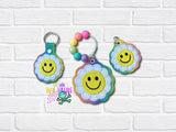 DIGITAL DOWNLOAD Applique Daisy Snap Tab Key Chain Bag Tag Charm Set