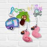 DIGITAL DOWNLOAD Applique Flamingo Friends Key Chain Squishy Plush Set 4 DESIGNS INCLUDED