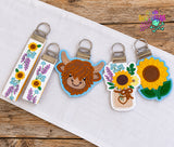 DIGITAL DOWNLOAD Applique Highland Blooms Key Fob Set 4 DESIGNS INCLUDED | Cow Wildflower