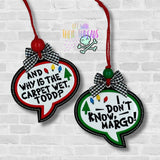 DIGITAL DOWNLOAD Todd and Margo Applique Ornament Set Lampoon