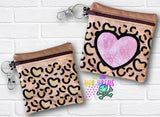 DIGITAL DOWNLOAD Applique Leopard Heart Zipper Bag Set 5 SIZES INCLUDED 2 DESIGNS