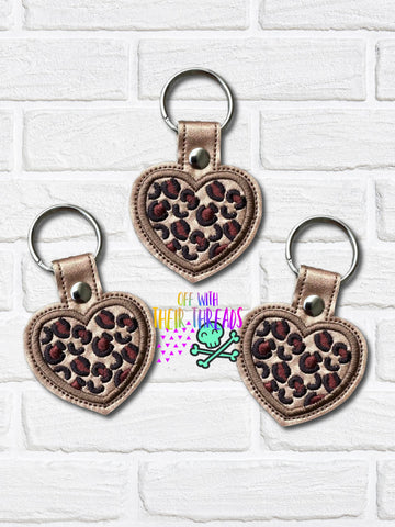 DIGITAL DOWNLOAD Leopard Heart Snap Tab Keychain – Off With Their Threads