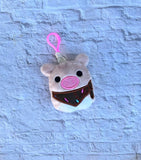 DIGITAL DOWNLOAD Applique Pig Squishy Keychain