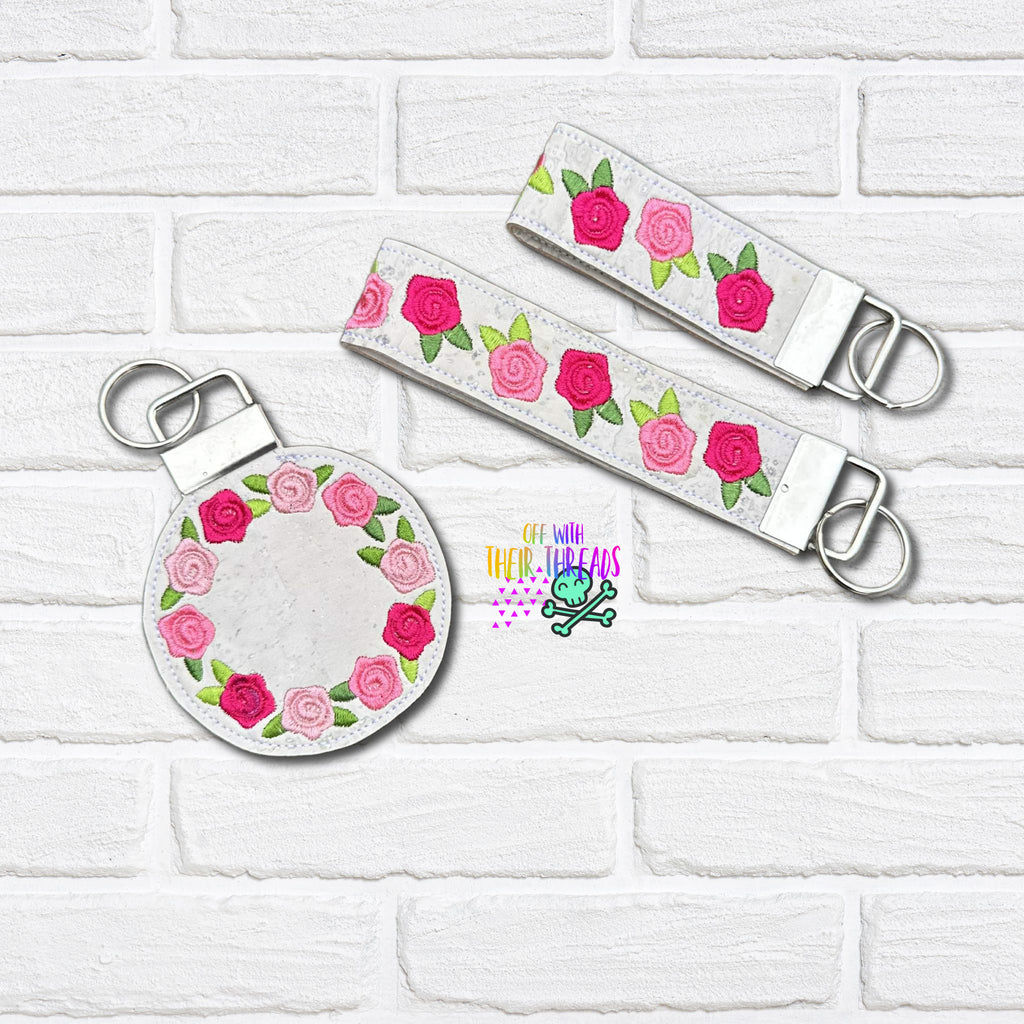 DIGITAL DOWNLOAD Rose Key Fob Set 3 SIZES INCLUDED – Off With Their Threads
