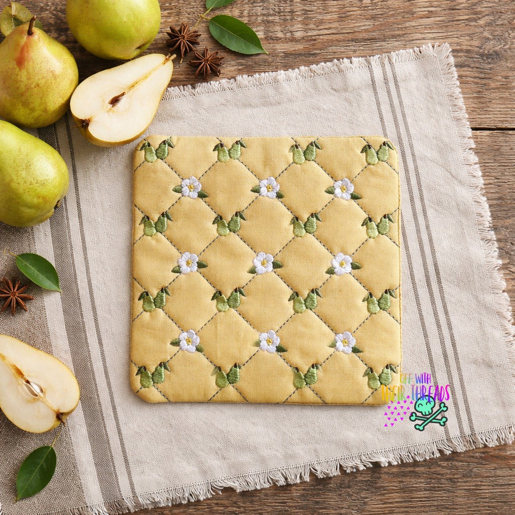 DIGITAL DOWNLOAD Quilted Pear Mug Rug 4 SIZES INCLUDED ENVELOPE TURN H ...