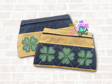 DIGITAL DOWNLOAD Applique Argyle Shamrock Clover Clutch Applique Zipper Bag Lined and Unlined
