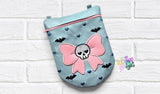 DIGITAL DOWNLOAD Applique Ghoul's Night Out: Skull Bow Round Bottom Bag