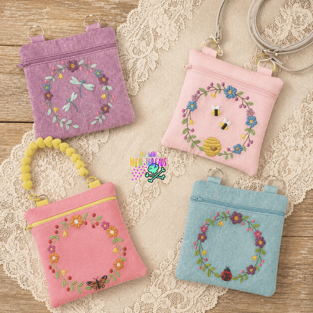 DIGITAL DOWNLOAD Whimsical Garden Zipper Bag Bundle | Embroidered Spri ...