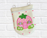 DIGITAL DOWNLOAD Applique Strawberry House Round Bottom Bag