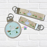 DIGITAL DOWNLOAD Swan And Lily Pad Key Fob Set 3 SIZES INCLUDED