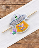DIGITAL DOWNLOAD Applique Alien UFO Shaker Hair Accessory Bun Cover