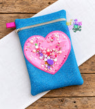 DIGITAL DOWNLOAD Applique Shaker Heart ITH Zippered Bag Lined and Unlined