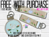 DIGITAL DOWNLOAD Swan And Lily Pad Key Fob Set 3 SIZES INCLUDED