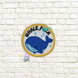 DIGITAL DOWNLOAD Whale F Patch 3 SIZES INCLUDED