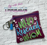 DIGITAL DOWNLOAD 5x5 Who Rescued Who Poo Bag Zippered Bag and 4x4 Stand Alone