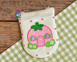 DIGITAL DOWNLOAD Applique Strawberry House Round Bottom Bag