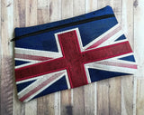 DIGITAL DOWNLOAD Union Jack Clutch Zipper Bag Applique Lined and Unlined