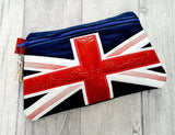 DIGITAL DOWNLOAD Union Jack Clutch Zipper Bag Applique Lined and Unlined