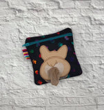 DIGITAL DOWNLOAD 5x5 ITH Corgi Dog Poo Zipper Bag Lined and Unlined Sketchy Fill