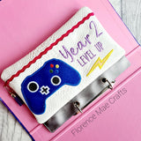 DIGITAL DOWNLOAD ITH Pencil Pouch Year Two Level Up Applique Binder Bag 4 Sizes Included